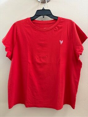 Preloved Universal Thread Women's Red Short Sleeve Tee w/ Heart Accent Size XXL